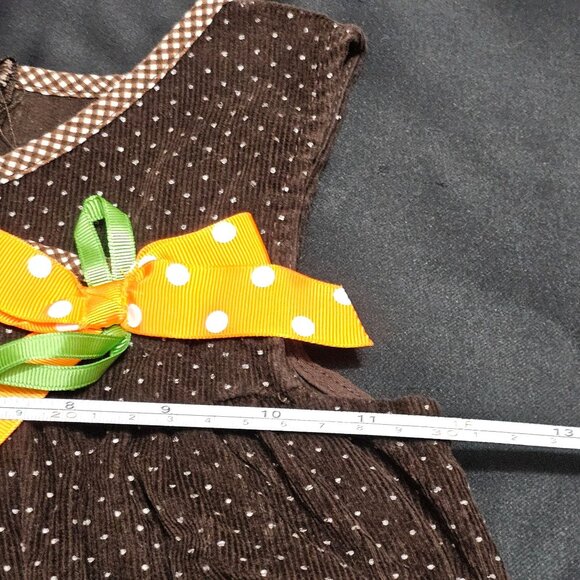 Brown Polka Dot Bonnie Jean Girls Dress Size 4T With Colorful Turkey Bow Design - Picture 8 of 11